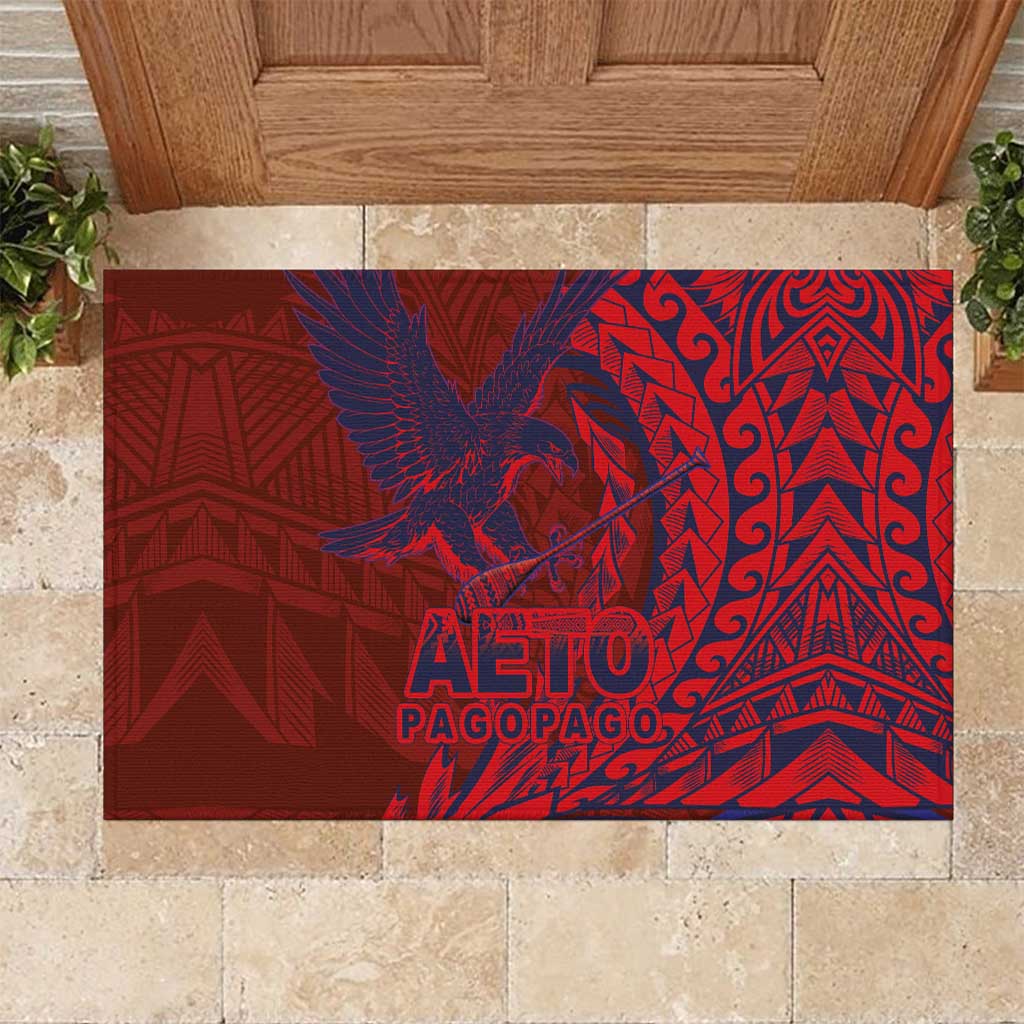 Samoa Pago Pago Aeto Rubber Doormat Wingstyle Red-Blue Color - Polynesian Pride