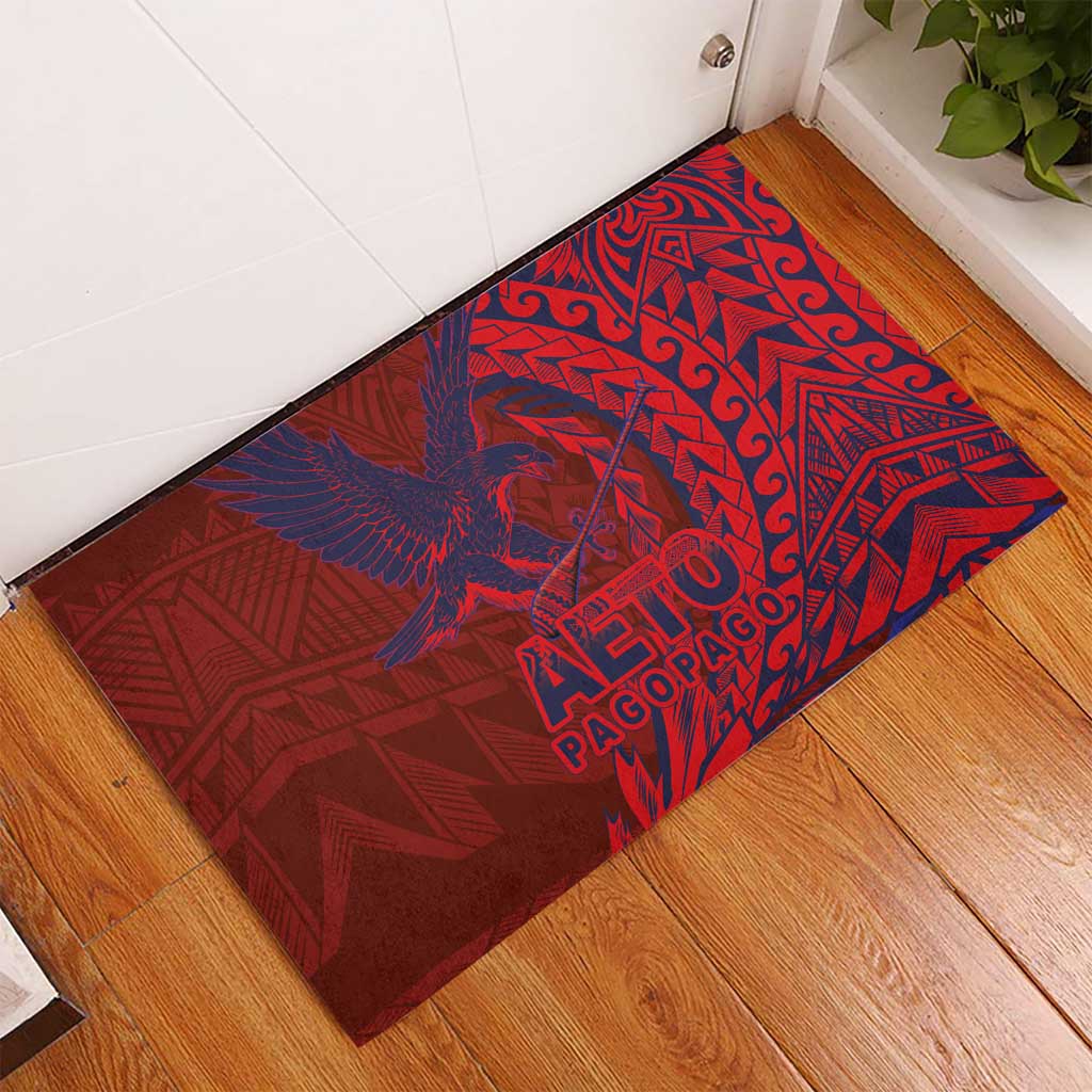 Samoa Pago Pago Aeto Rubber Doormat Wingstyle Red-Blue Color - Polynesian Pride