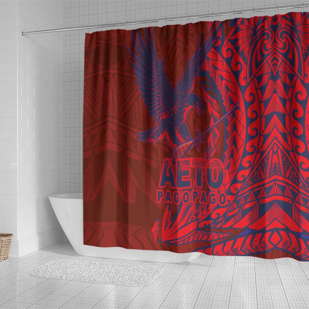 Samoa Pago Pago Aeto Shower Curtain Wingstyle Red-Blue Color - Polynesian Pride