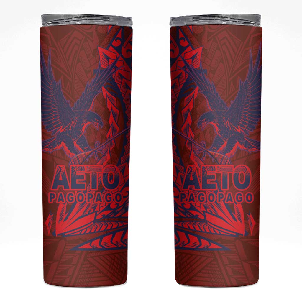 Samoa Pago Pago Aeto Skinny Tumbler Wingstyle Red-Blue Color - Polynesian Pride
