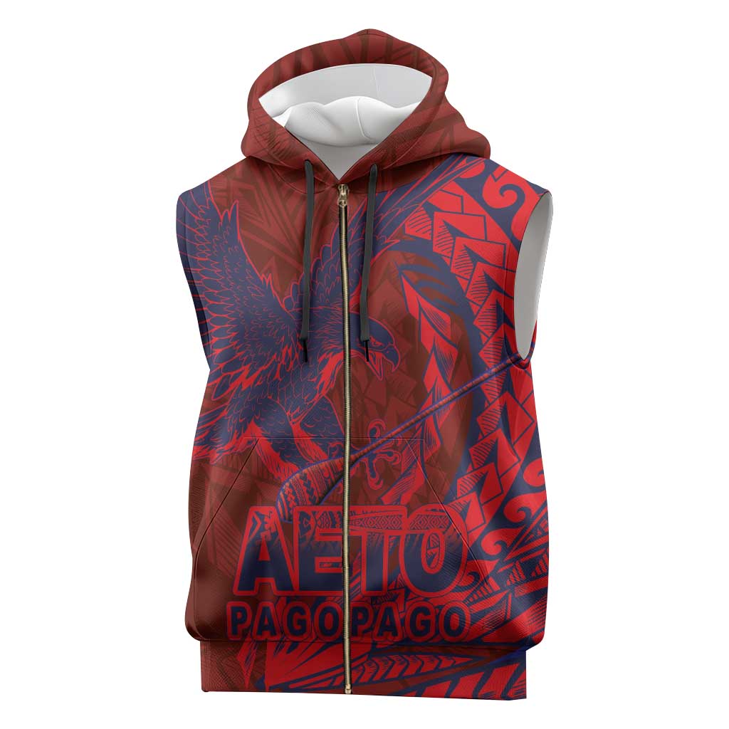 Samoa Pago Pago Aeto Sleeveless Zip Hoodie Wingstyle Red-Blue Color - Polynesian Pride