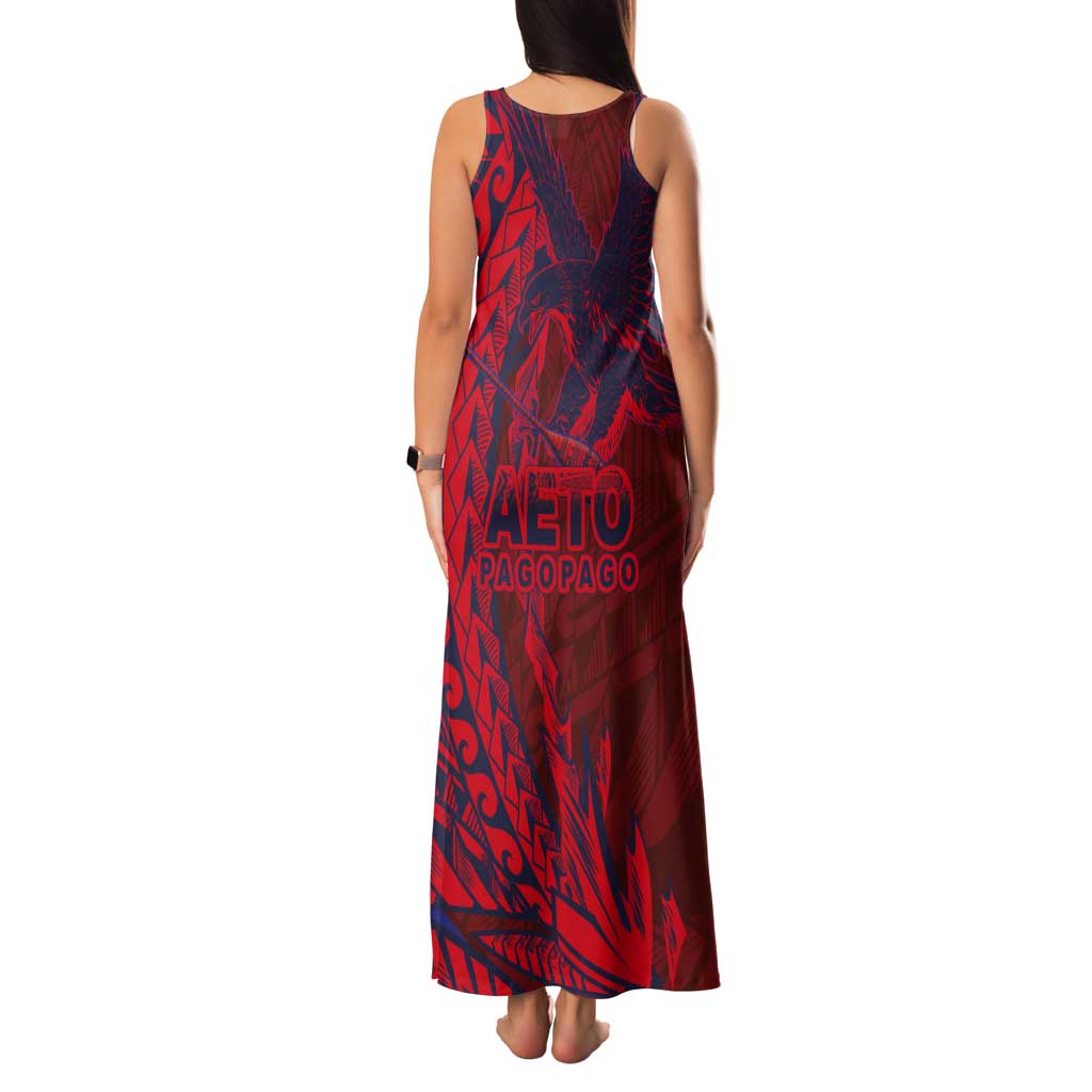 Samoa Pago Pago Aeto Tank Maxi Dress Wingstyle Red-Blue Color - Polynesian Pride
