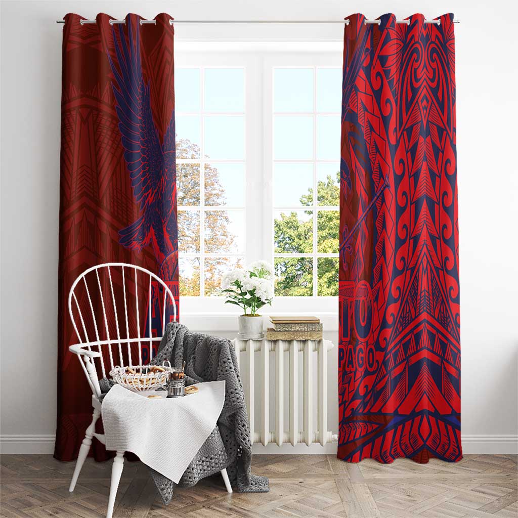 Samoa Pago Pago Aeto Window Curtain Wingstyle Red-Blue Color - Polynesian Pride