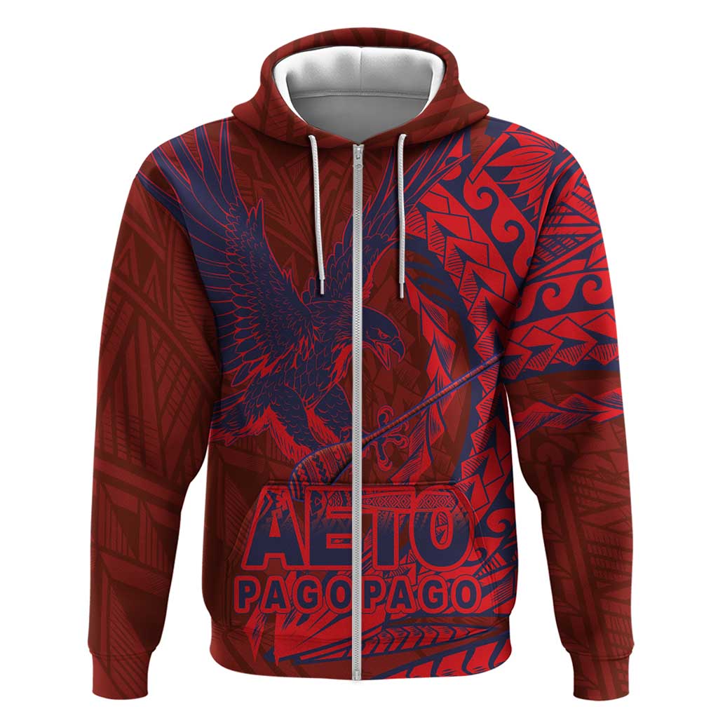Samoa Pago Pago Aeto Zip Hoodie Wingstyle Red-Blue Color - Polynesian Pride