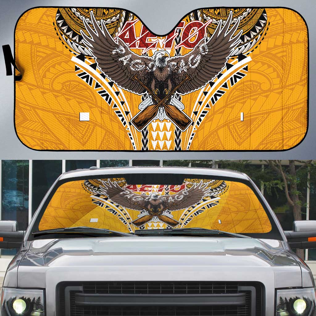Samoa Pago Pago Aeto Auto Sun Shade Bald Eagle with Polynesian Art Tattoos - Polynesian Pride