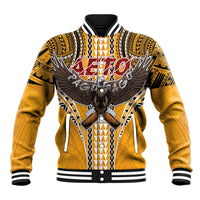 Samoa Pago Pago Aeto Baseball Jacket Bald Eagle with Polynesian Art Tattoos - Polynesian Pride