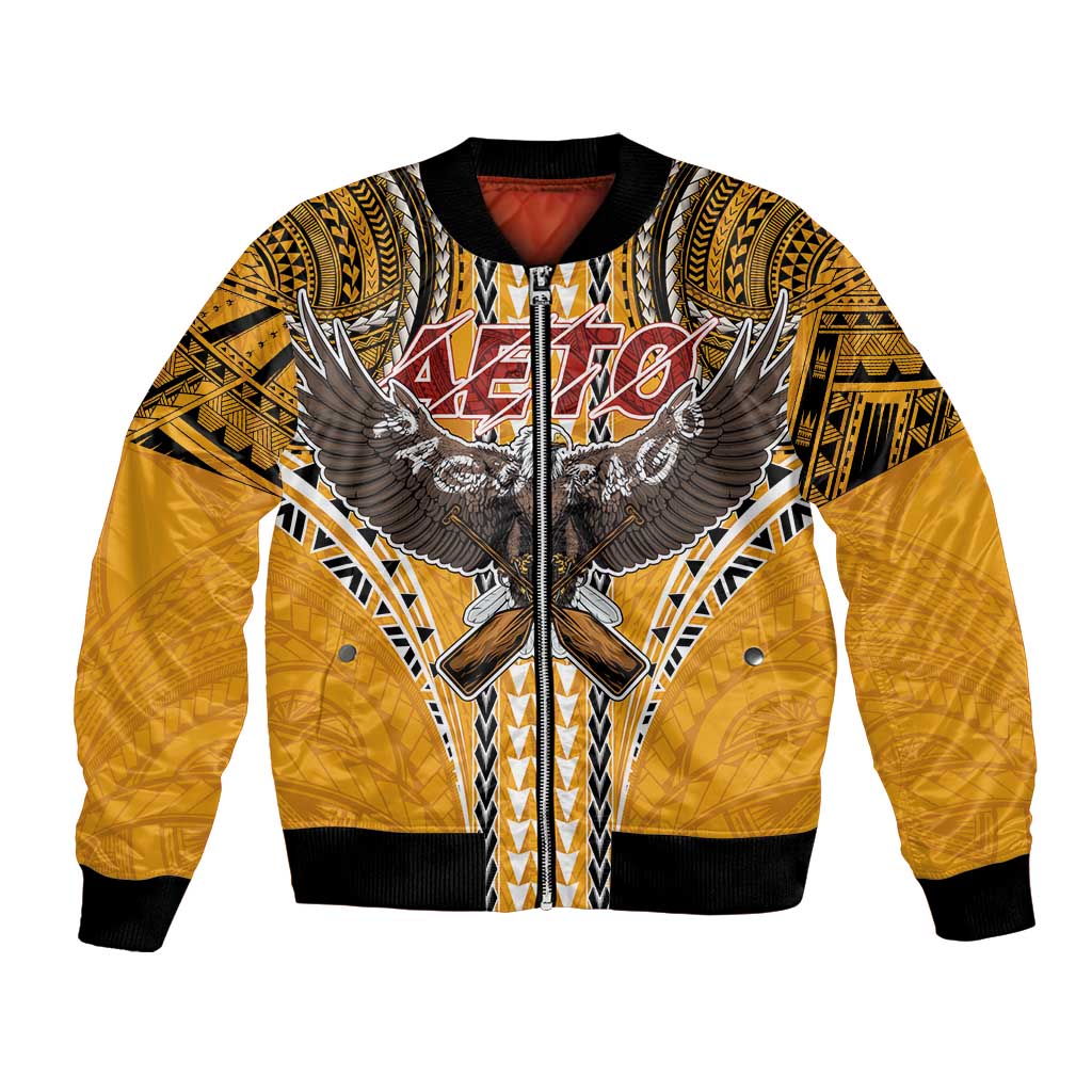 Samoa Pago Pago Aeto Bomber Jacket Bald Eagle with Polynesian Art Tattoos - Polynesian Pride