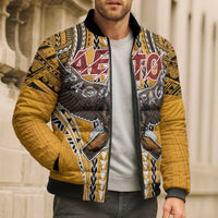 Samoa Pago Pago Aeto Bomber Puffer Jacket Bald Eagle with Polynesian Art Tattoos - Polynesian Pride
