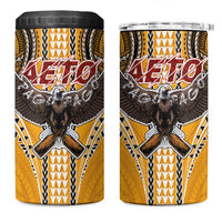 Samoa Pago Pago Aeto 4 in 1 Can Cooler Tumbler Bald Eagle with Polynesian Art Tattoos - Polynesian Pride