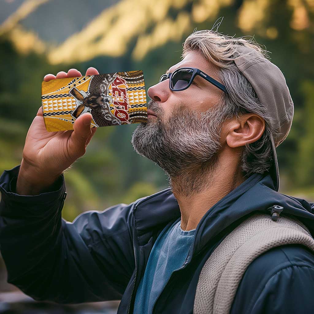 Samoa Pago Pago Aeto 4 in 1 Can Cooler Tumbler Bald Eagle with Polynesian Art Tattoos - Polynesian Pride