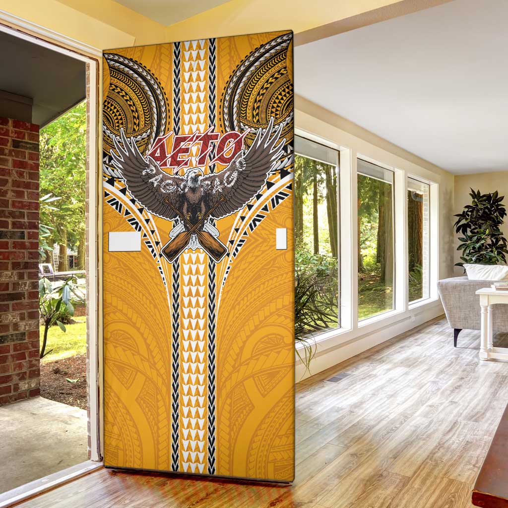 Samoa Pago Pago Aeto Door Cover Bald Eagle with Polynesian Art Tattoos - Polynesian Pride