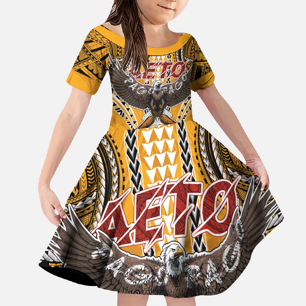 Samoa Pago Pago Aeto Family Matching Off Shoulder Maxi Dress and Hawaiian Shirt Bald Eagle with Polynesian Art Tattoos - Polynesian Pride