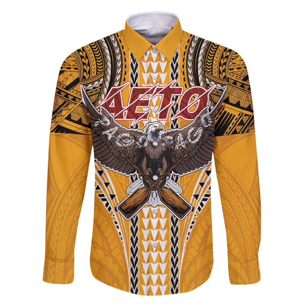 Samoa Pago Pago Aeto Family Matching Off Shoulder Maxi Dress and Hawaiian Shirt Bald Eagle with Polynesian Art Tattoos - Polynesian Pride