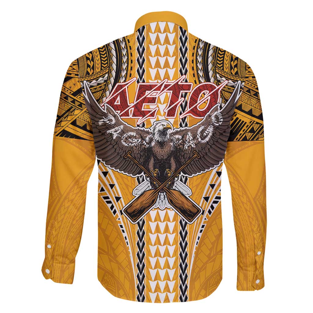 Samoa Pago Pago Aeto Family Matching Off Shoulder Maxi Dress and Hawaiian Shirt Bald Eagle with Polynesian Art Tattoos - Polynesian Pride