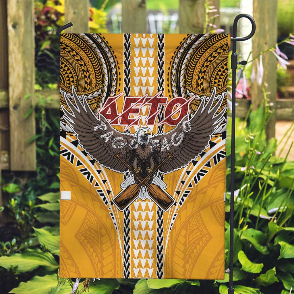 Samoa Pago Pago Aeto Garden Flag Bald Eagle with Polynesian Art Tattoos - Polynesian Pride