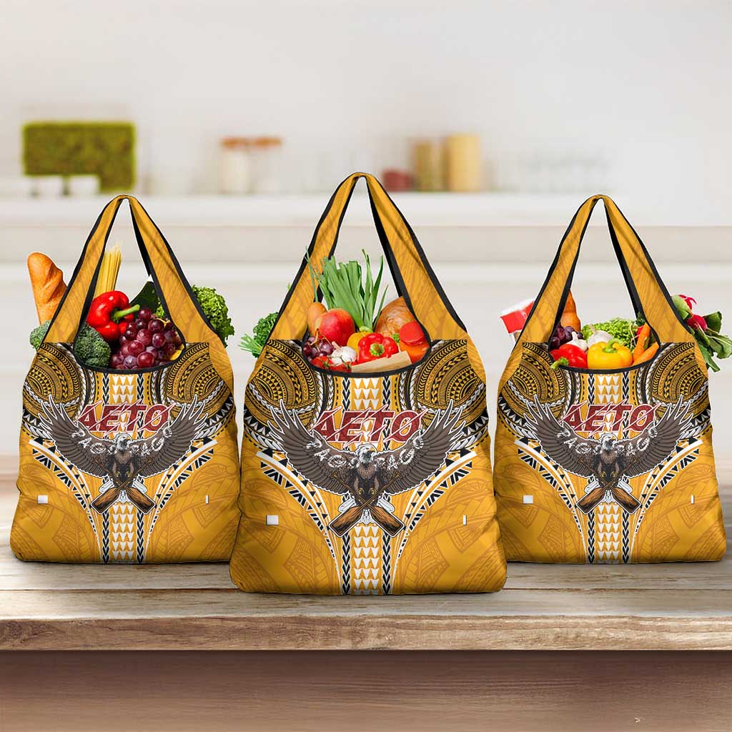 Samoa Pago Pago Aeto Grocery Bag Bald Eagle with Polynesian Art Tattoos - Polynesian Pride