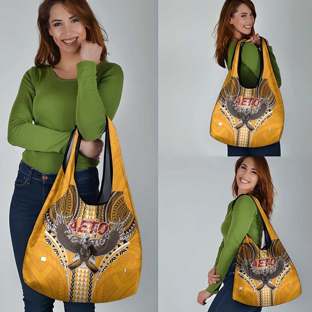Samoa Pago Pago Aeto Grocery Bag Bald Eagle with Polynesian Art Tattoos - Polynesian Pride