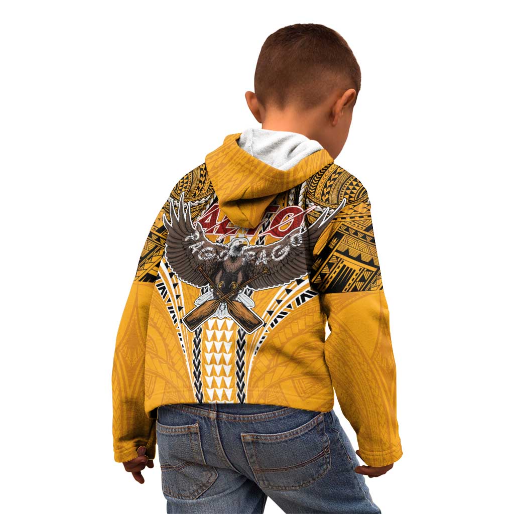Samoa Pago Pago Aeto Kid Hoodie Bald Eagle with Polynesian Art Tattoos - Polynesian Pride