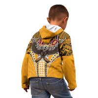 Samoa Pago Pago Aeto Kid Hoodie Bald Eagle with Polynesian Art Tattoos - Polynesian Pride
