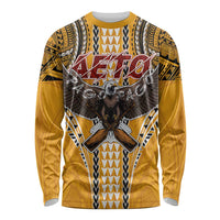 Samoa Pago Pago Aeto Long Sleeve Shirt Bald Eagle with Polynesian Art Tattoos - Polynesian Pride