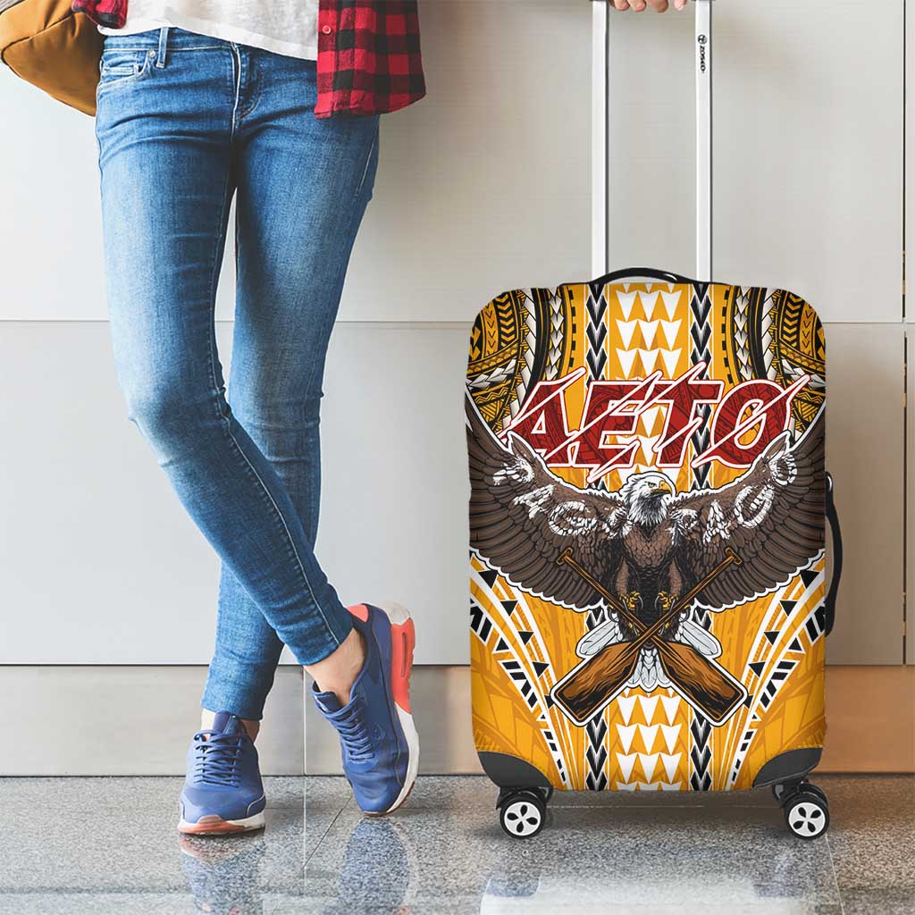 Samoa Pago Pago Aeto Luggage Cover Bald Eagle with Polynesian Art Tattoos - Polynesian Pride