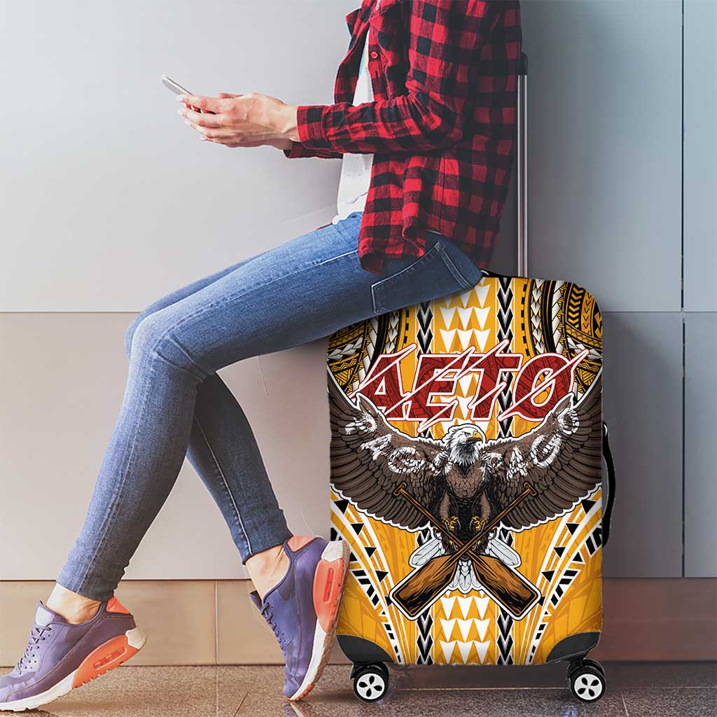 Samoa Pago Pago Aeto Luggage Cover Bald Eagle with Polynesian Art Tattoos - Polynesian Pride