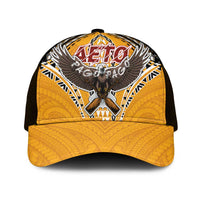 American Samoa Pago Pago Aeto Mesh Trucker Cap Bald Eagle with Polynesian Art Tattoos - Polynesian Pride
