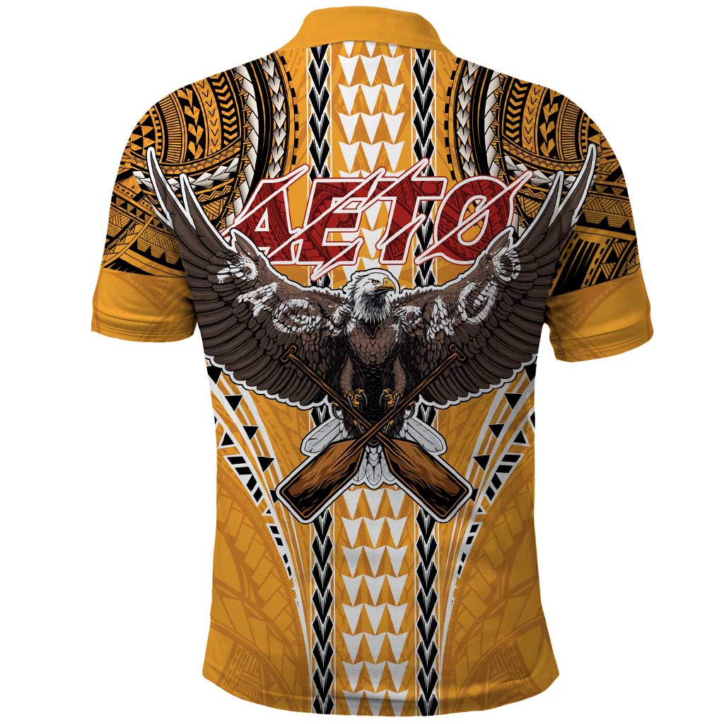 Samoa Pago Pago Aeto Polo Shirt Bald Eagle with Polynesian Art Tattoos - Polynesian Pride