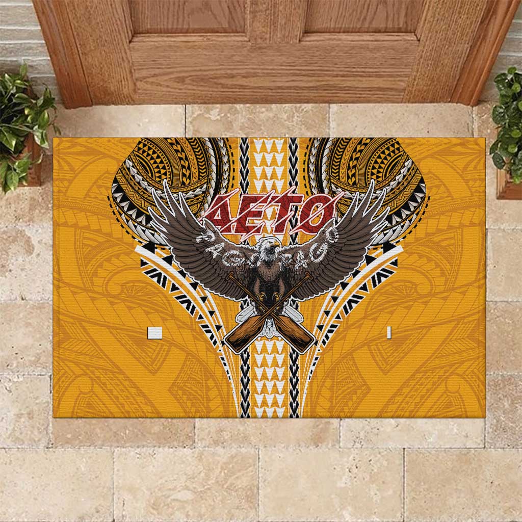 Samoa Pago Pago Aeto Rubber Doormat Bald Eagle with Polynesian Art Tattoos - Polynesian Pride