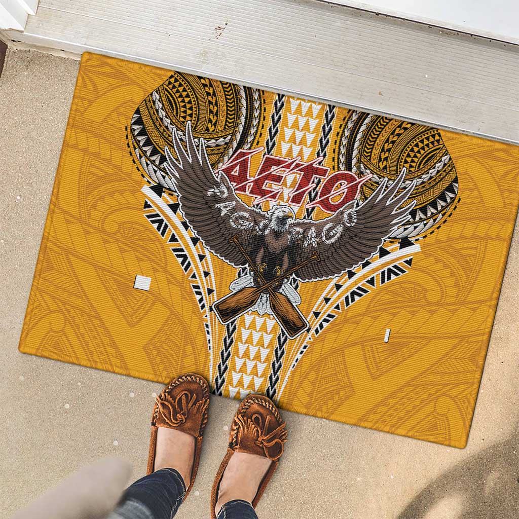 Samoa Pago Pago Aeto Rubber Doormat Bald Eagle with Polynesian Art Tattoos - Polynesian Pride