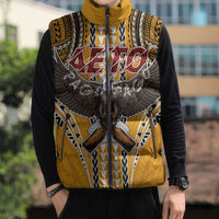 Samoa Pago Pago Aeto Sleeveless Puffer Jacket Bald Eagle with Polynesian Art Tattoos - Polynesian Pride