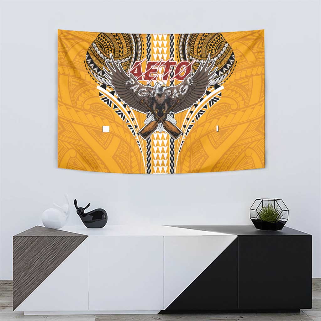 Samoa Pago Pago Aeto Tapestry Bald Eagle with Polynesian Art Tattoos - Polynesian Pride