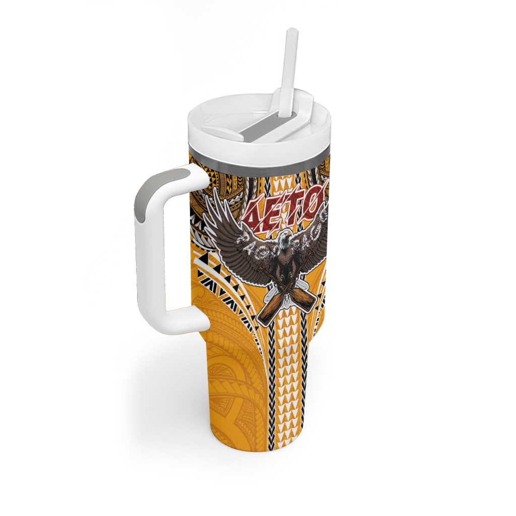 Samoa Pago Pago Aeto Tumbler With Handle Bald Eagle with Polynesian Art Tattoos - Polynesian Pride