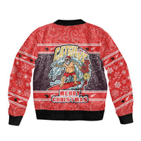 New Zealand Christmas Sleeve Zip Bomber Jacket Santa Catch The Wave Maori Pattern Retro Style LT03 - Polynesian Pride