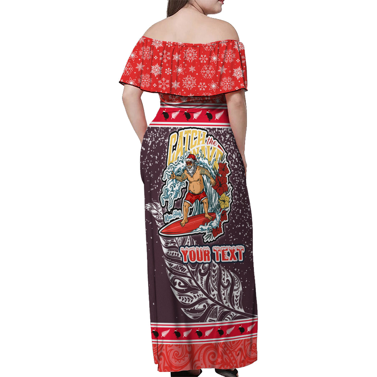 custom-new-zealand-christmas-family-matching-off-shoulder-maxi-dress-and-hawaiian-shirt-santa-catch-the-wave-maori-pattern-retro-style