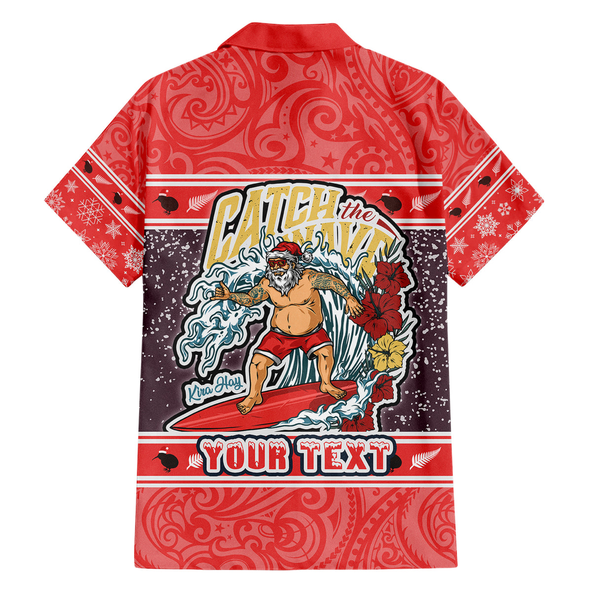 Custom New Zealand Christmas Hawaiian Shirt Santa Catch The Wave Maori Pattern Retro Style LT03 - Polynesian Pride