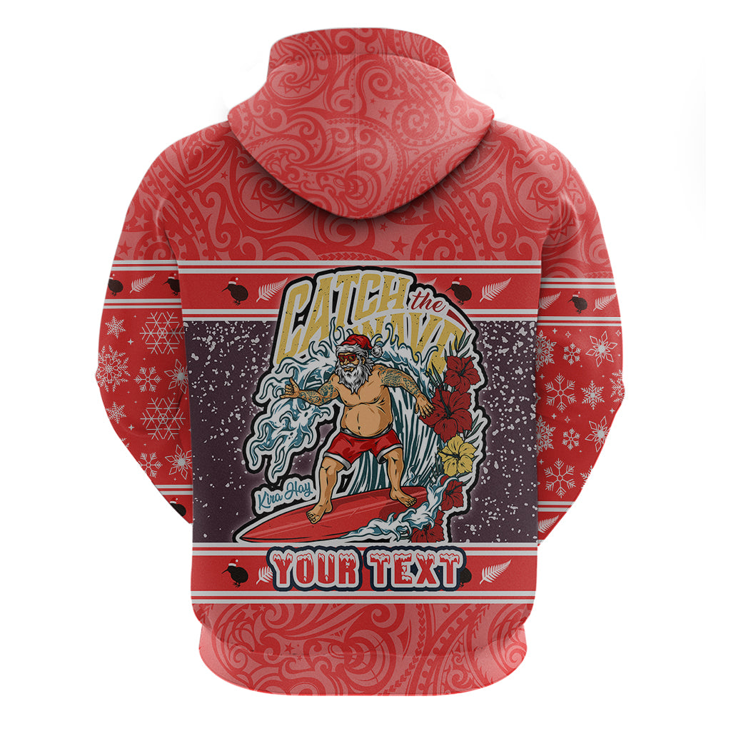 Custom New Zealand Christmas Hoodie Santa Catch The Wave Maori Pattern Retro Style LT03 - Polynesian Pride