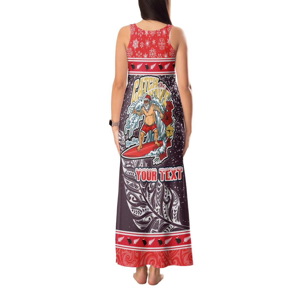 custom-new-zealand-christmas-tank-maxi-dress-santa-catch-the-wave-maori-pattern-retro-style