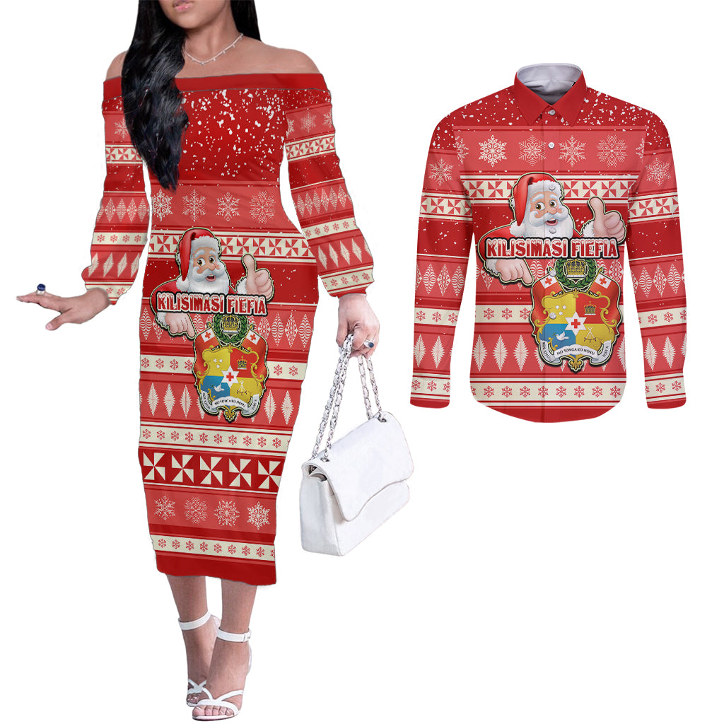 custom-tonga-christmas-couples-matching-off-the-shoulder-long-sleeve-dress-and-long-sleeve-button-shirts-the-santa-coat-of-arms-with-ngatu-and-snow-pattern