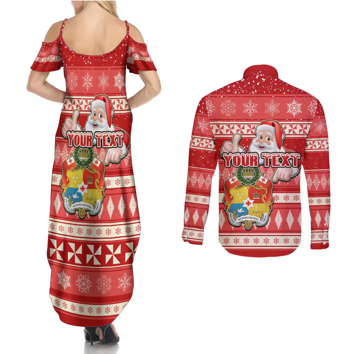 custom-tonga-christmas-couples-matching-summer-maxi-dress-and-long-sleeve-button-shirts-the-santa-coat-of-arms-with-ngatu-and-snow-pattern