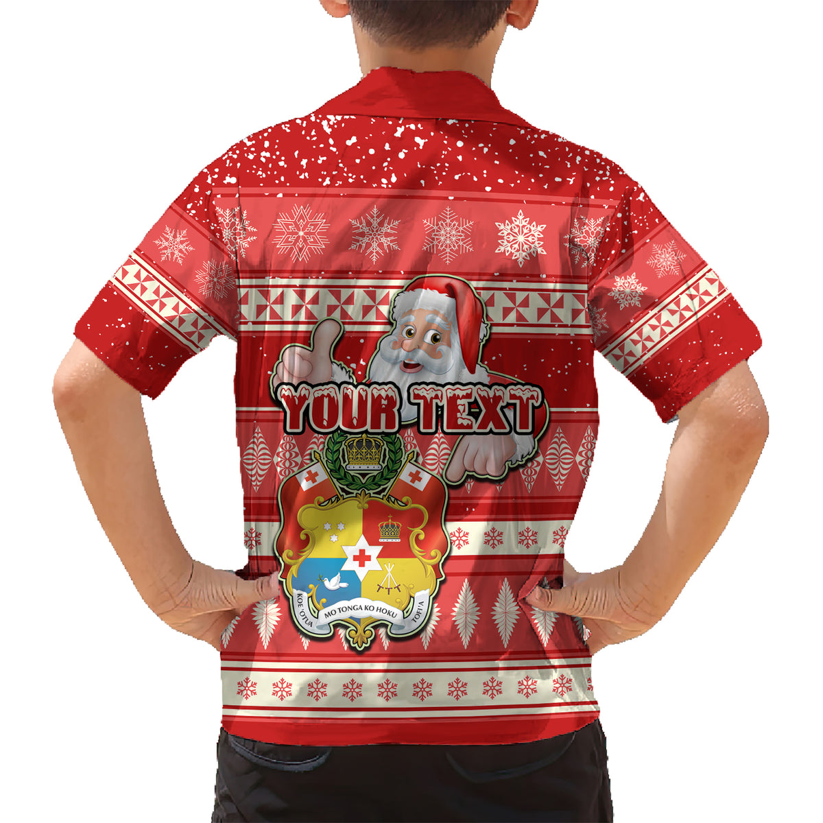 custom-tonga-christmas-kid-hawaiian-shirt-the-santa-coat-of-arms-with-ngatu-and-snow-pattern