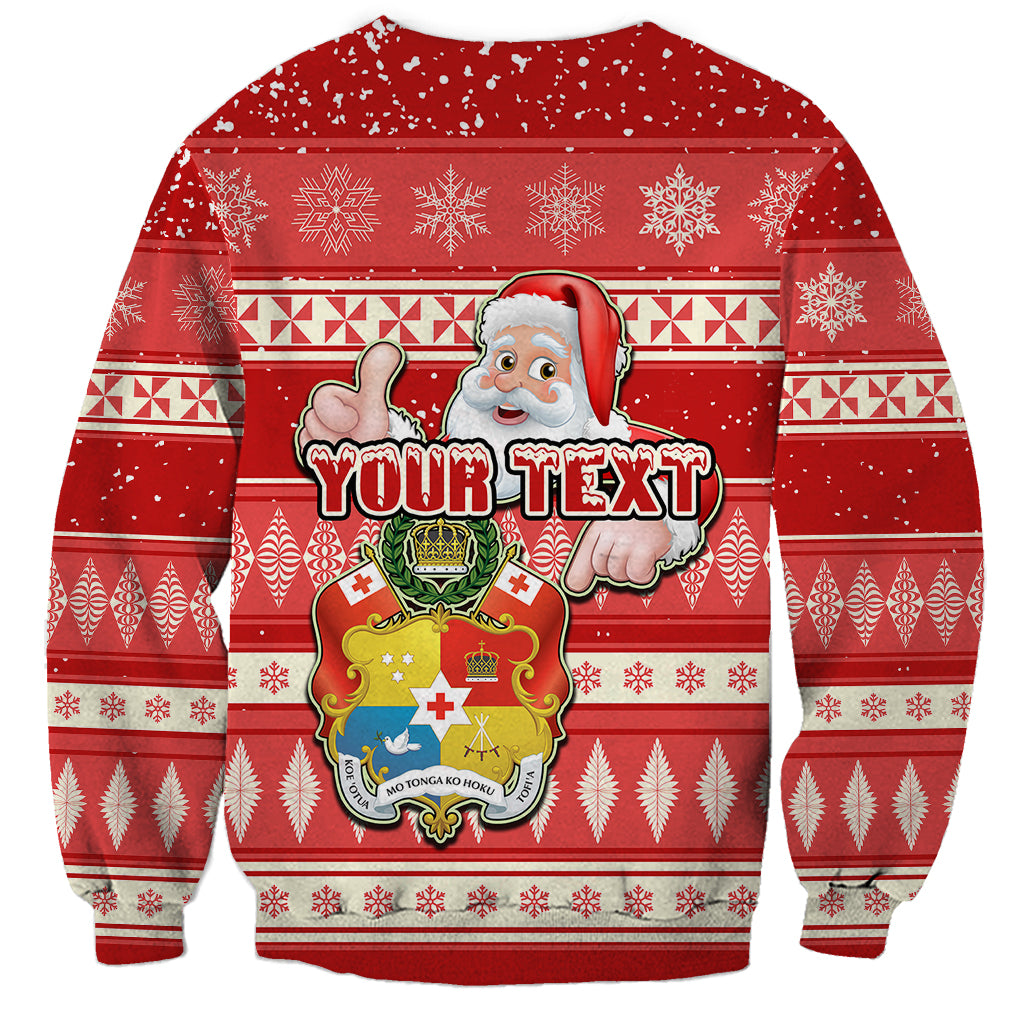 Custom Tonga Christmas Sweatshirt The Santa Coat of Arms with Ngatu and Snow Pattern LT03 - Polynesian Pride
