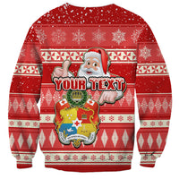Custom Tonga Christmas Sweatshirt The Santa Coat of Arms with Ngatu and Snow Pattern LT03 - Polynesian Pride
