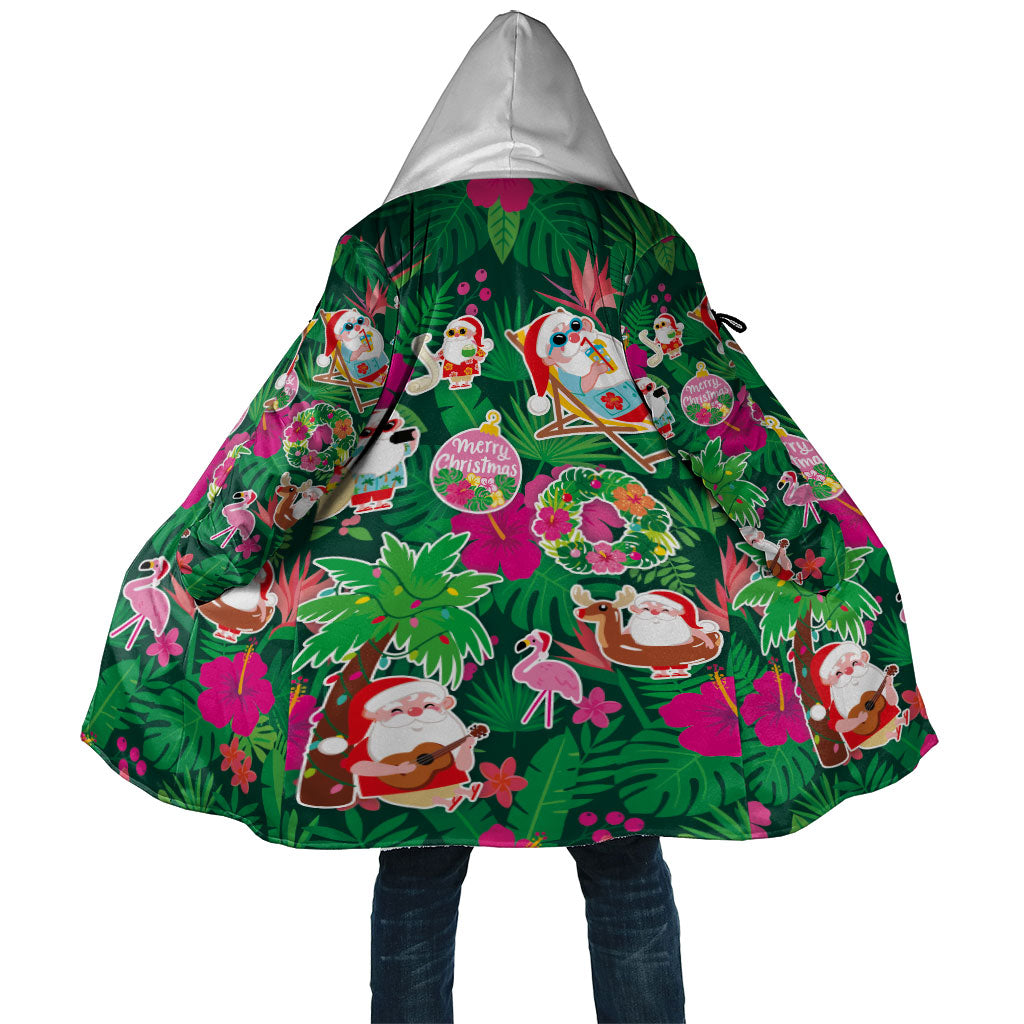 Hawaii Mele Kalikimaka Cloak Tropical Plants with Santa Claus LT03 Unisex Multicolor - Polynesian Pride