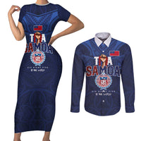 Custom Rugby Toa Samoa Couples Matching Short Sleeve Bodycon Dress and Long Sleeve Button Shirt Champions Six Eight Five - Polynesian Pride