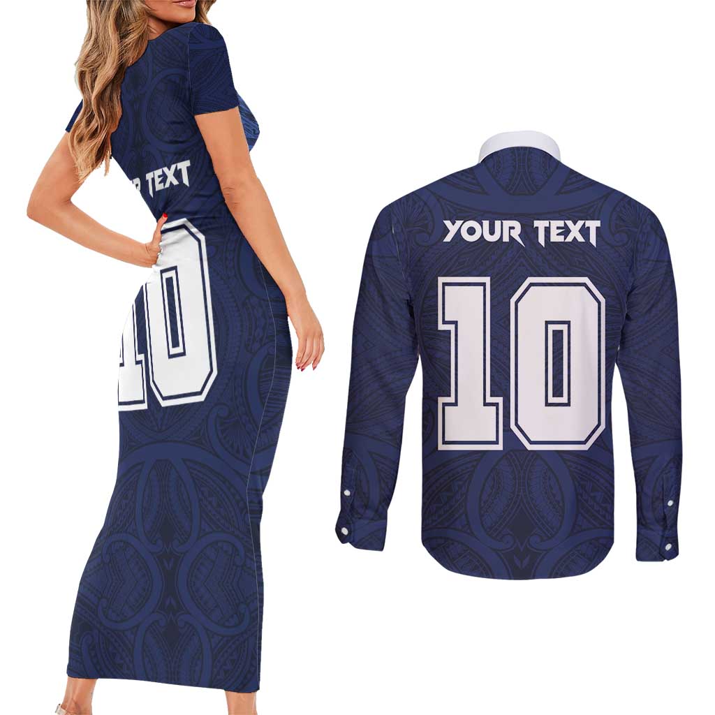Custom Rugby Toa Samoa Couples Matching Short Sleeve Bodycon Dress and Long Sleeve Button Shirt Champions Six Eight Five - Polynesian Pride