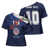 Custom Rugby Toa Samoa Cross Shoulder Shirt Champions Six Eight Five - Polynesian Pride