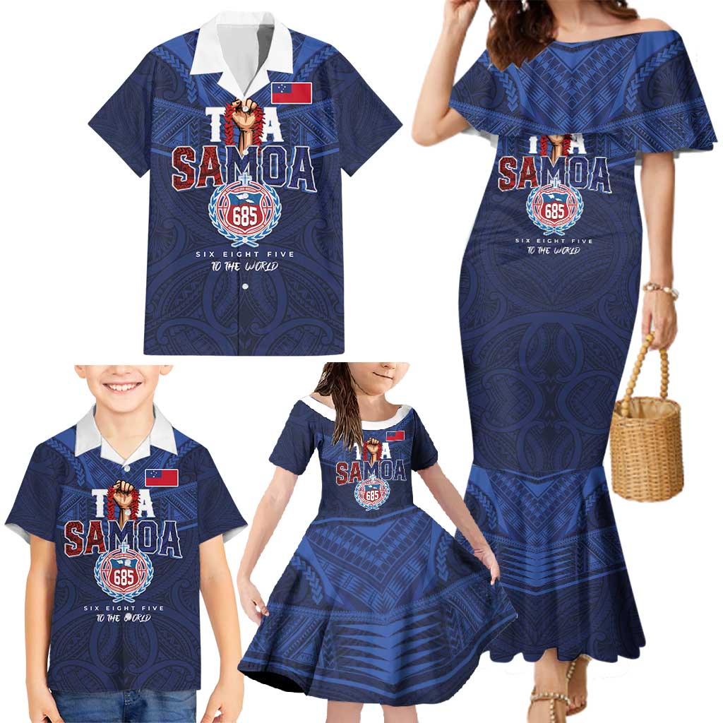 Custom Rugby Toa Samoa Family Matching Mermaid Dress and Hawaiian Shirt Champions Six Eight Five - Polynesian Pride