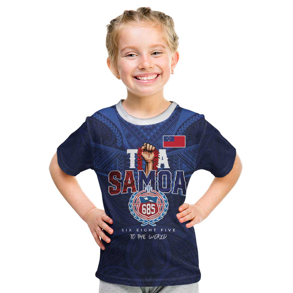 Custom Rugby Toa Samoa Kid T Shirt Champions Six Eight Five - Polynesian Pride