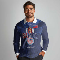 Custom Rugby Toa Samoa Long Sleeve Polo Shirt Champions Six Eight Five - Polynesian Pride